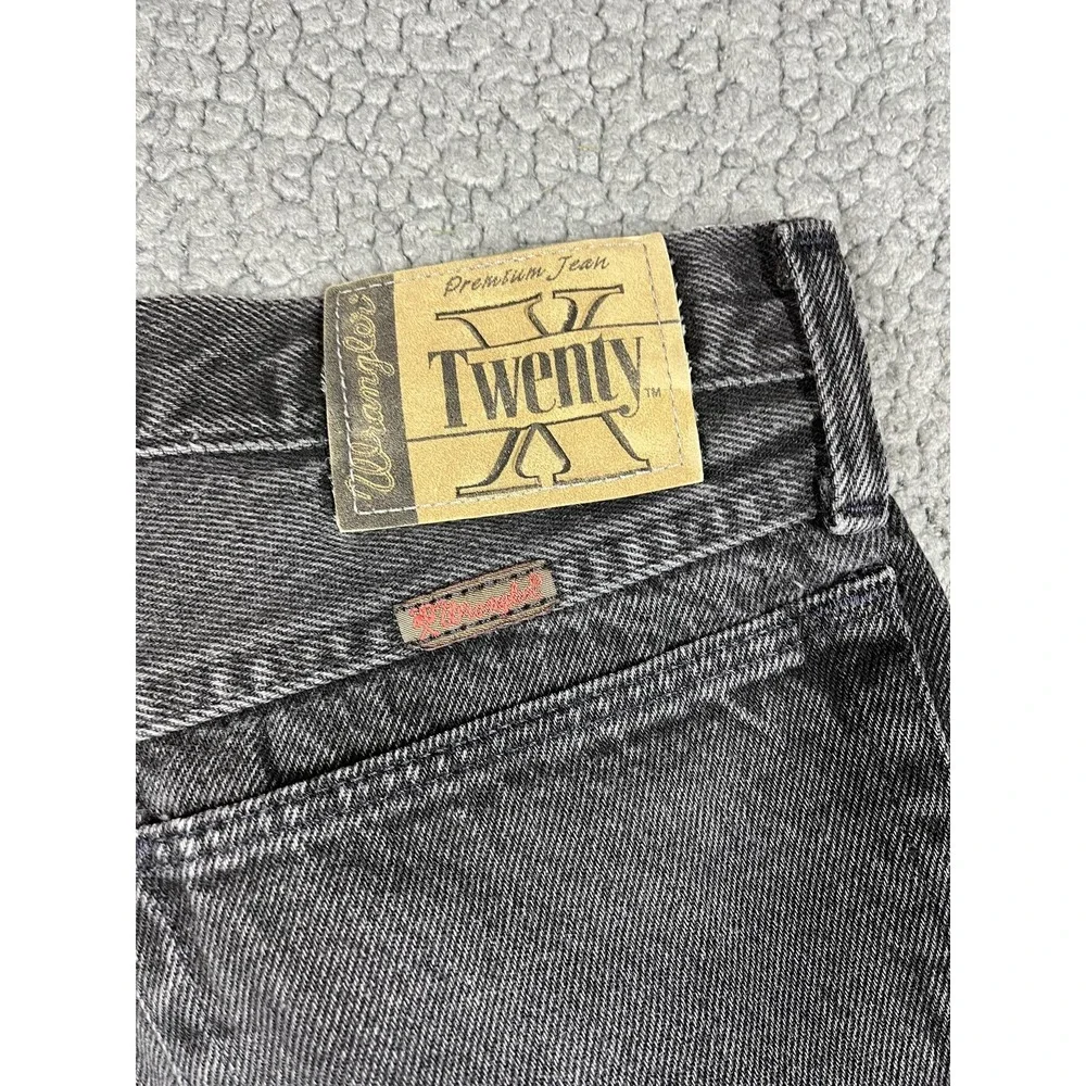 Wrangler Twenty X Jeans Mens 32‎ Black Tapered Made USA Denim Logo Western
